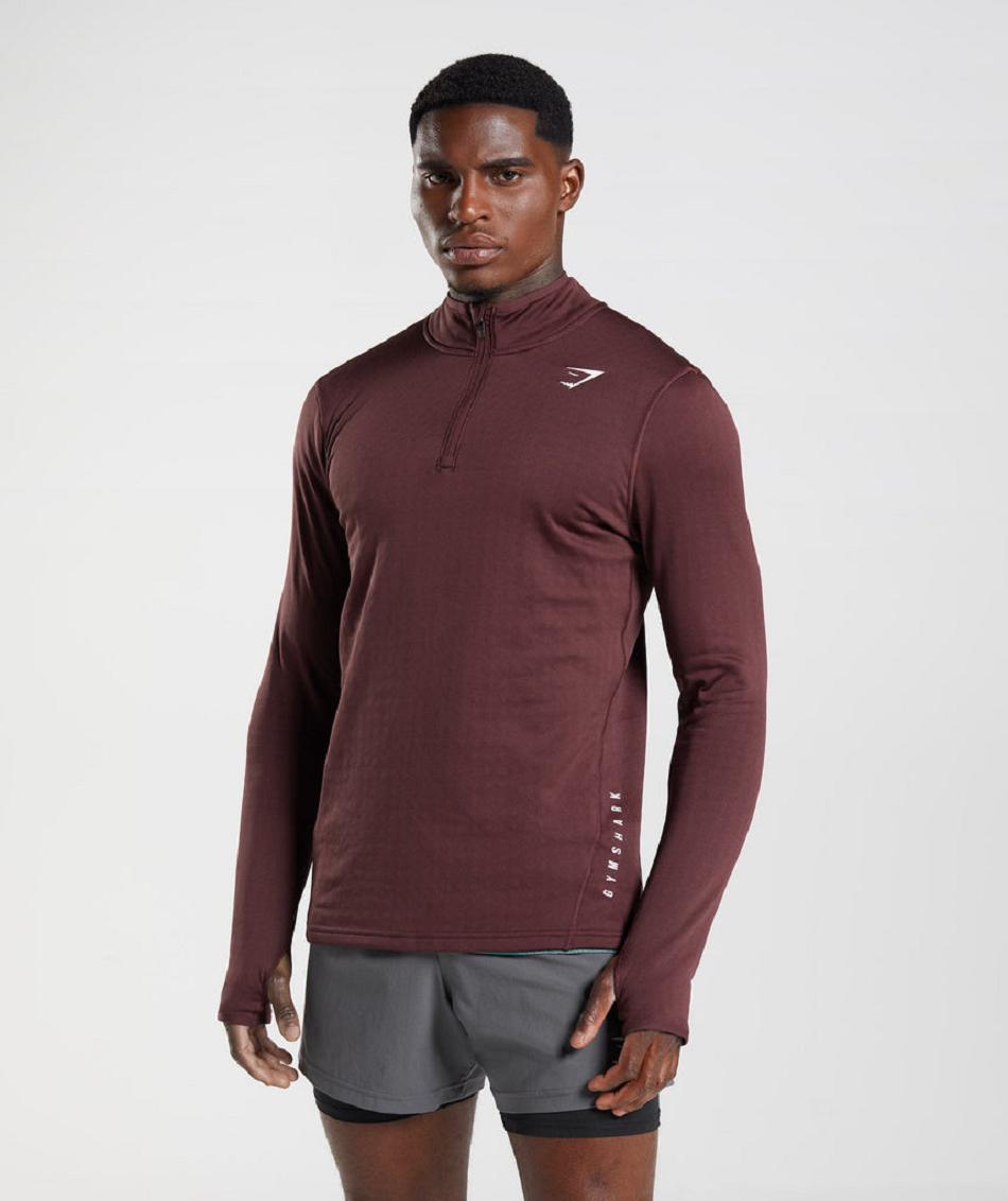 Accessories Męskie Gymshark Sportowe 1/4 Zip Bordowe | PL 3550WNB